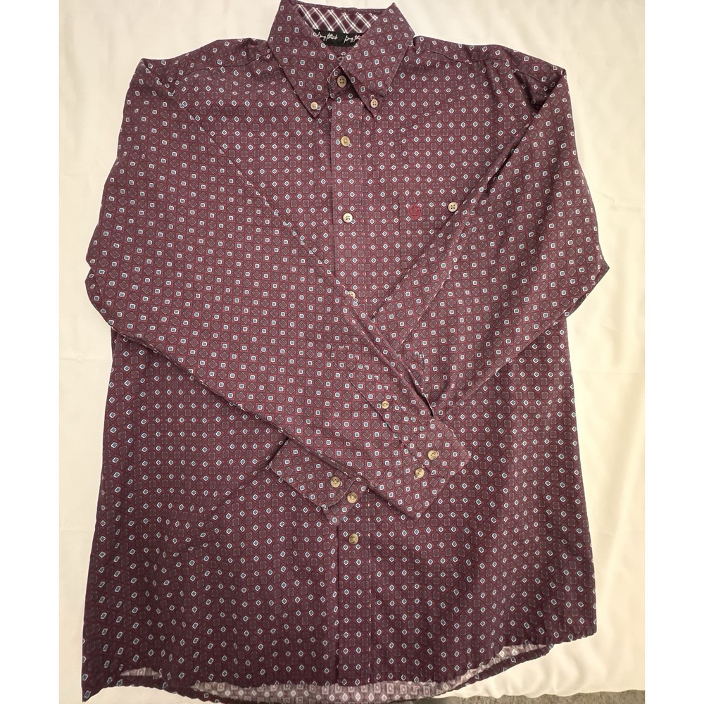 George Strait Wrangler Mens Button Up  Shirt Size L  Western Cowboy Maroon